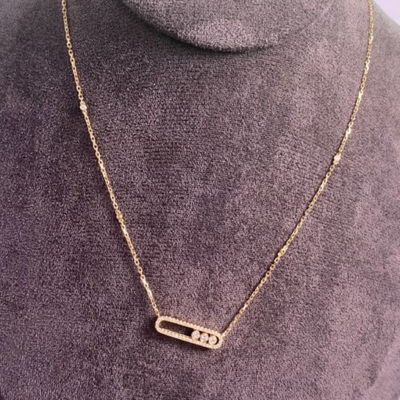 Moving Diamond Elegant Gold Set Necklace and Ring - Picture 1 of 5